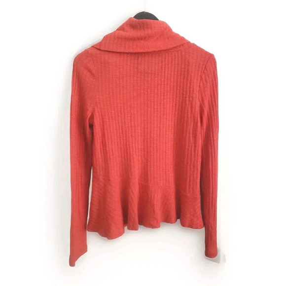 Anthropologie Maeve Sweater Women's Medium Orange Winterscape Peplum Cowl Neck - Picture 5 of 6